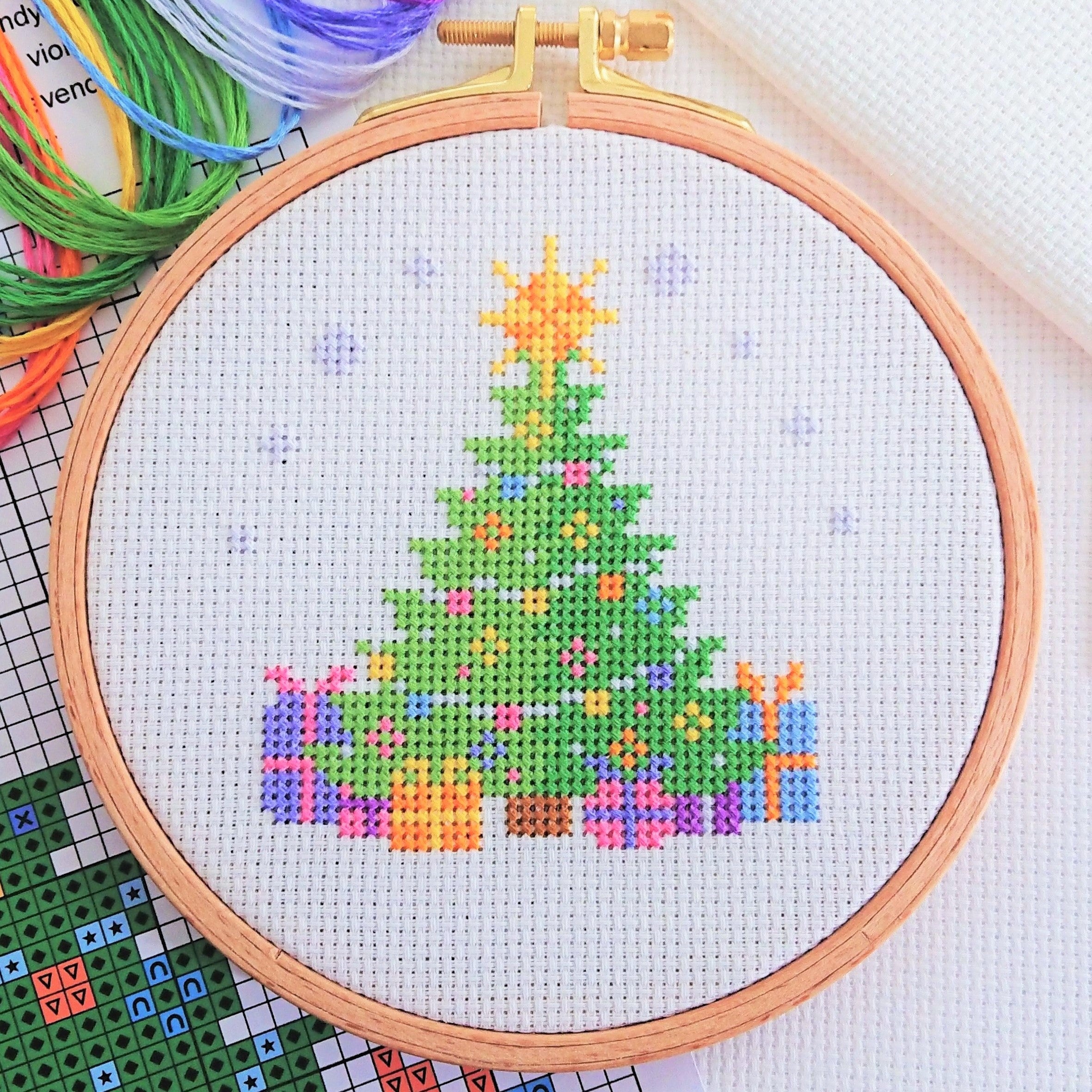 Set of 20 Christmas Trees Floss Drops Cross Stitching |Cross Stitch |  Embroidery | Hand Embroidery | Needlepoint | Sewing | Hand Sewing