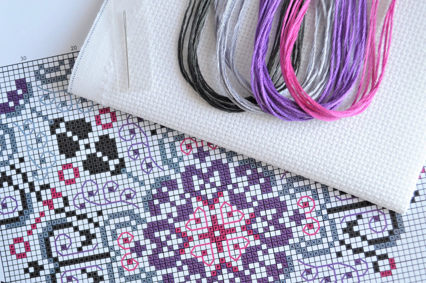 Vibrant Lace Heart Cross Stitch Kit