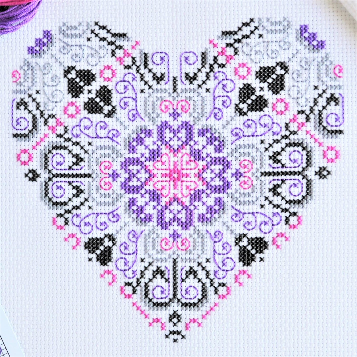 Vibrant Lace Heart Cross Stitch Kit