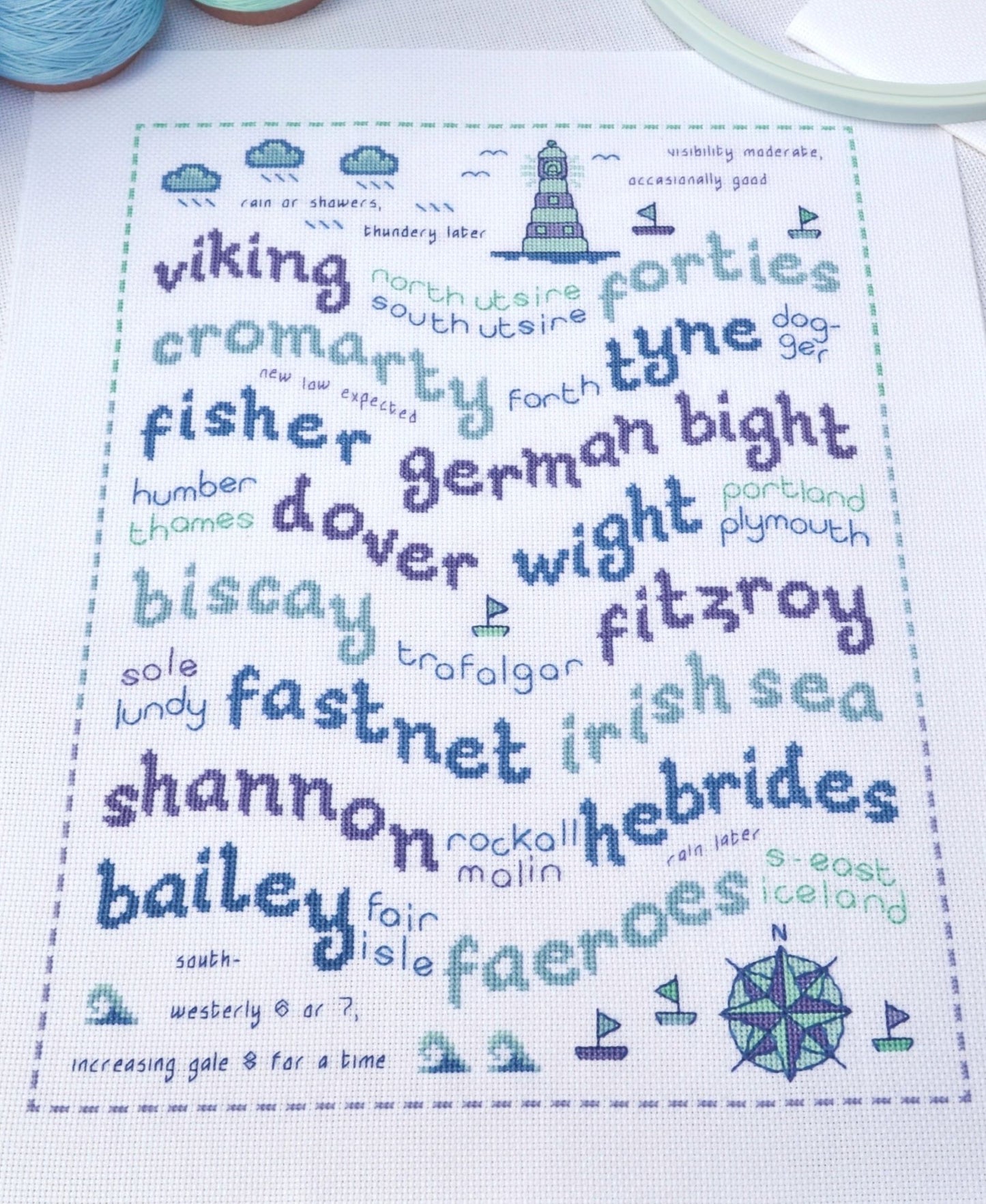 The Shipping Forecast Cross Stitch Kit